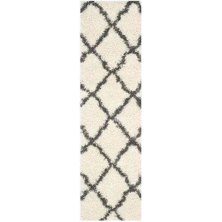 Safavieh Dallas Shag Power Loomed Rectangle Rug- Ivory - Dark Grey- 2 ft. 3 in. x 8 ft. SGD257H-28